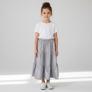 Skirt‎ Girl 6 100% Cotton Maxi Blue Ruffle Tiered Bohemian Mom and Pop’s Kids